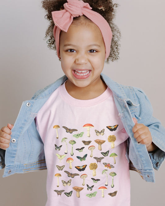 Mushroom Shirt Kids Cottagecore Kids Clothes Butterfly TShirt Moth Shirt Goblincore Toddler Tee Forest Fairycore Youth Shirt Nature Tees