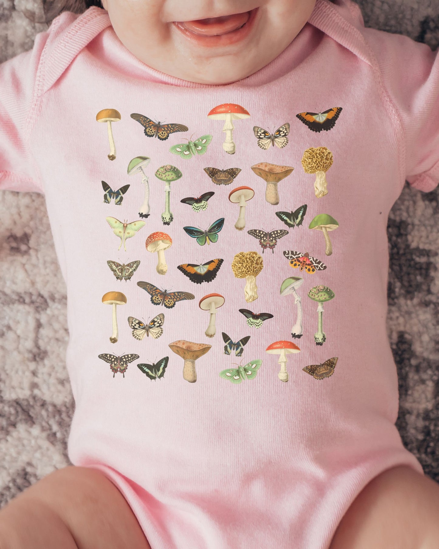 Mushroom Baby Bodysuit Butterfly Moth Cottagecore Baby Clothes Forest Baby Shower FairyCore Baby Party First Birthday Goblincore Tee