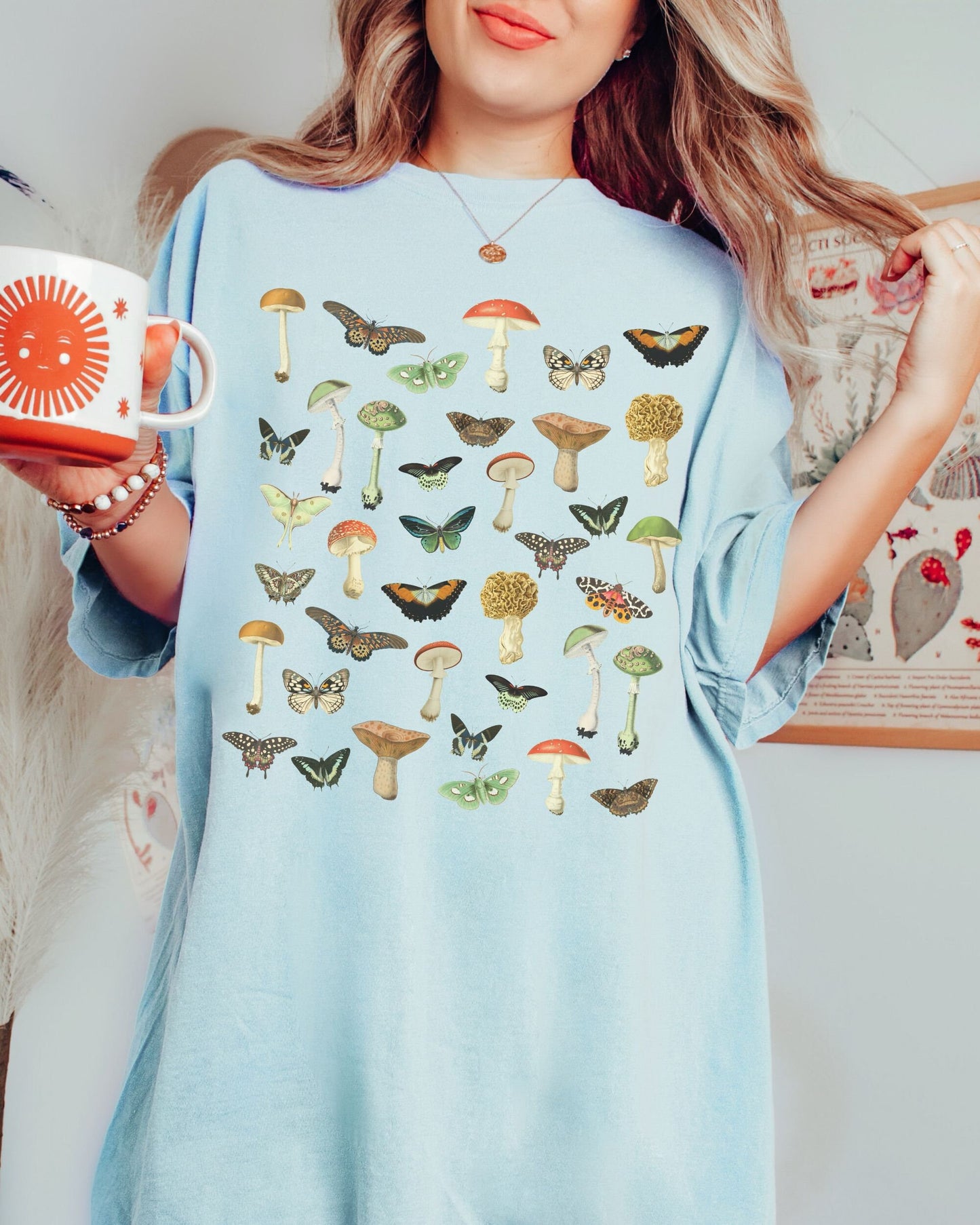 Moth Shirt Mushrooms Shirt Dark Cottagecore Clothes Comfort Colors Tee Fairycore Shirt Goblincore ForestCore Butterflies Shirt
