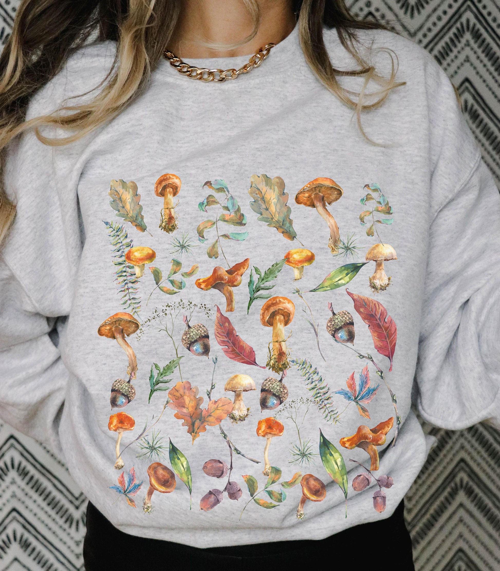 Autumn Cottagecore Sweatshirt Mushroom Sweatshirt BOHO Fall Botanical Shirt Fall Leaves Sweatshirt Forestcore Shirt Cottagecore Sweater