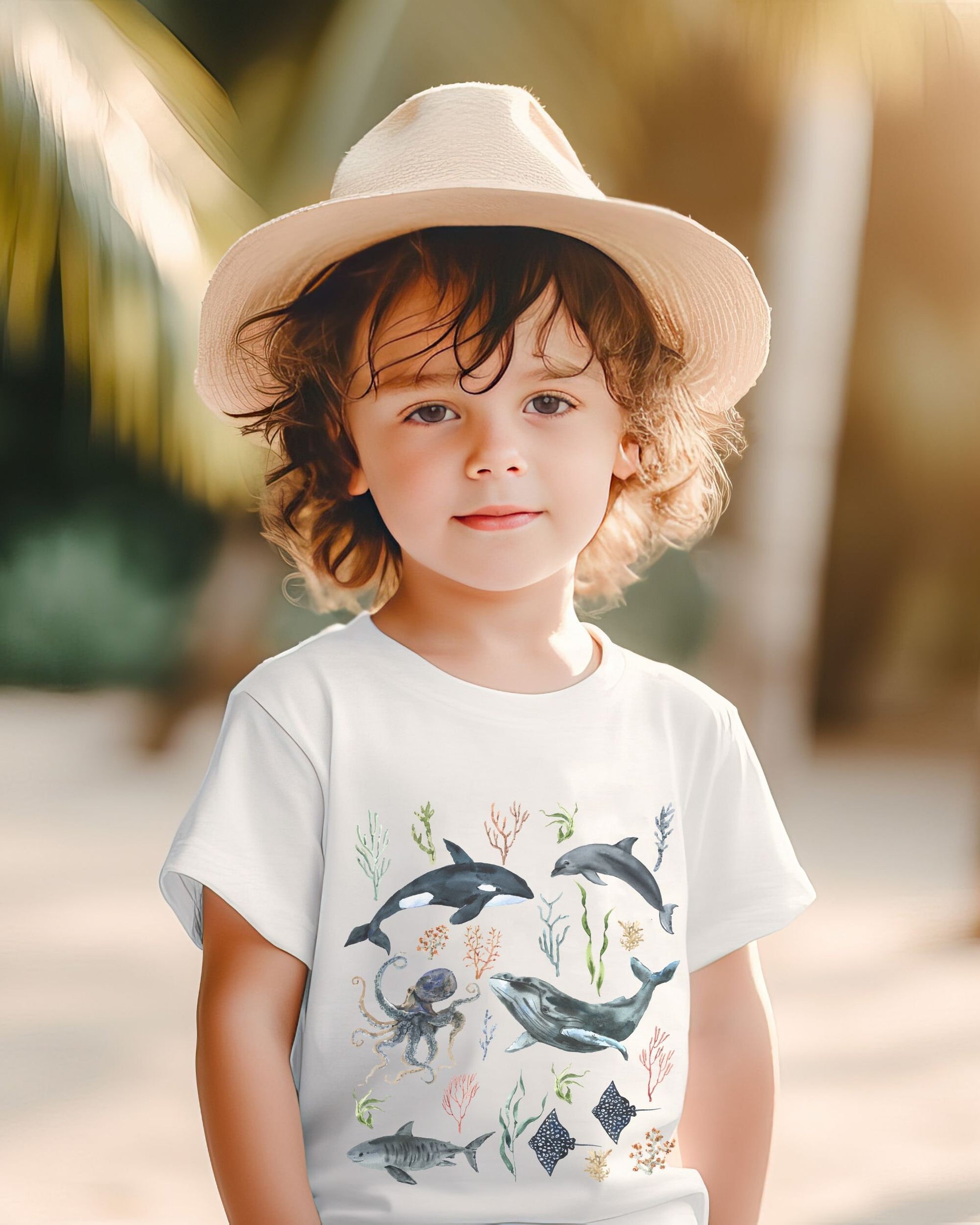 Oceancore Shirt Kids Whale Shirt Toddler Mermaidcore Sea Birthday Party Shark Tee Nature Lover Shirt for Girl Boys Unisex Ocean Animal Tee