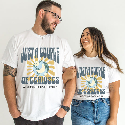 Funny Couples Costume Shirts for Geniuses Cute Couple Gift Matching Tees His and Hers Just Married Shirts Honeymoon Shirts Best Friend Shirt