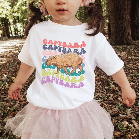 Capybara Shirt Kids Capybara Toddler Graphic Tshirt Capybara Gift Retro Kids Tee Preppy Animal Lover Shirts for Kids Capy T Shirt Girls