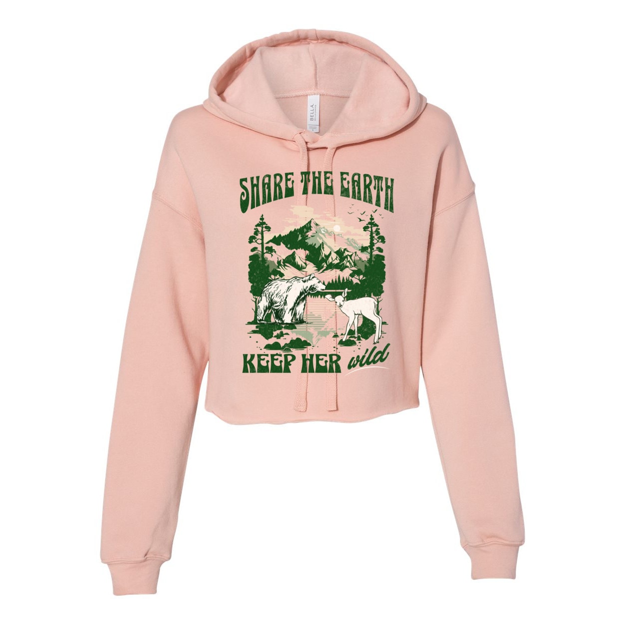 Share the Earth Nature Cropped Hoodie, Granola Girl Sweatshirt Granola Aesthetic Forestcore Mountain Hoodie Colorado Wild Animals Sweatshirt