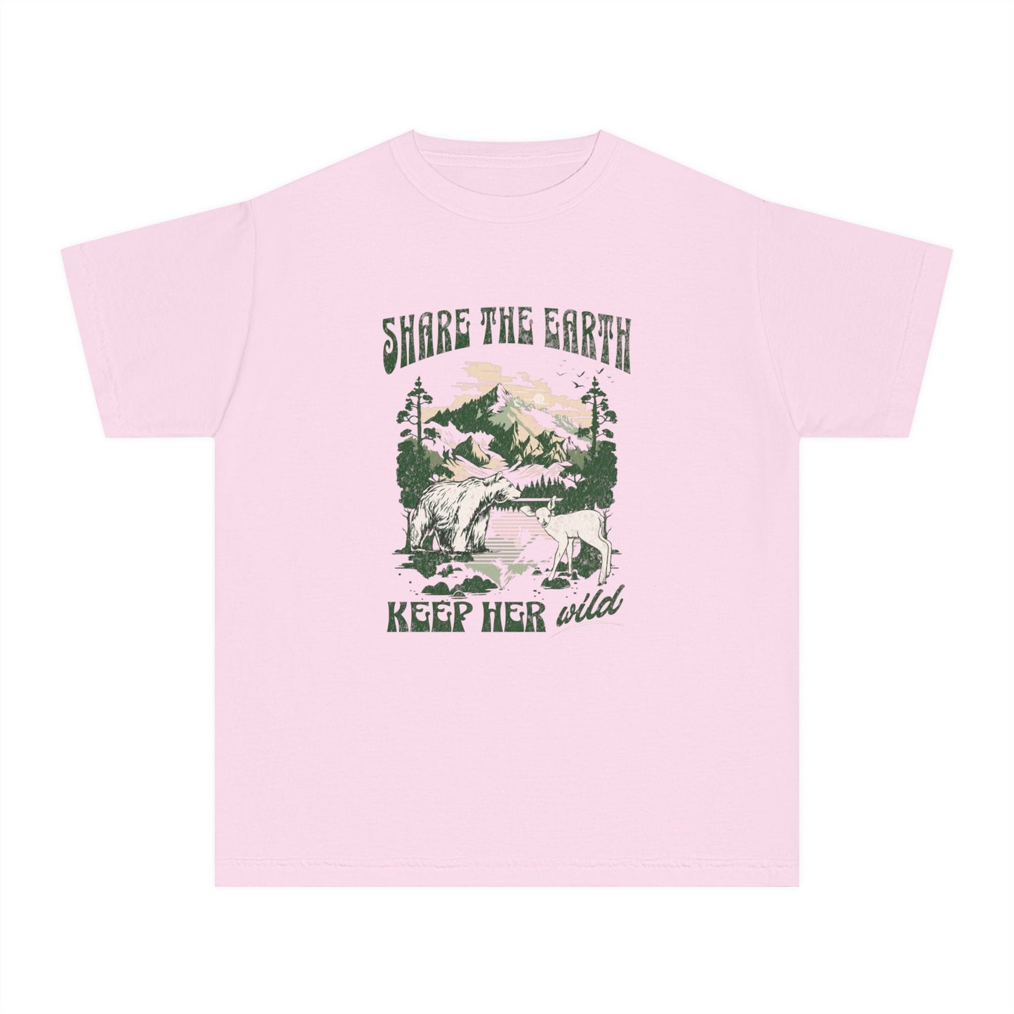 Share The Earth Shirt Kids Comfort Colors Graphic Tee Nature Shirt Granola Aesthetic Mountains Shirt Forest Animal Lover TShirt Colorado Tee