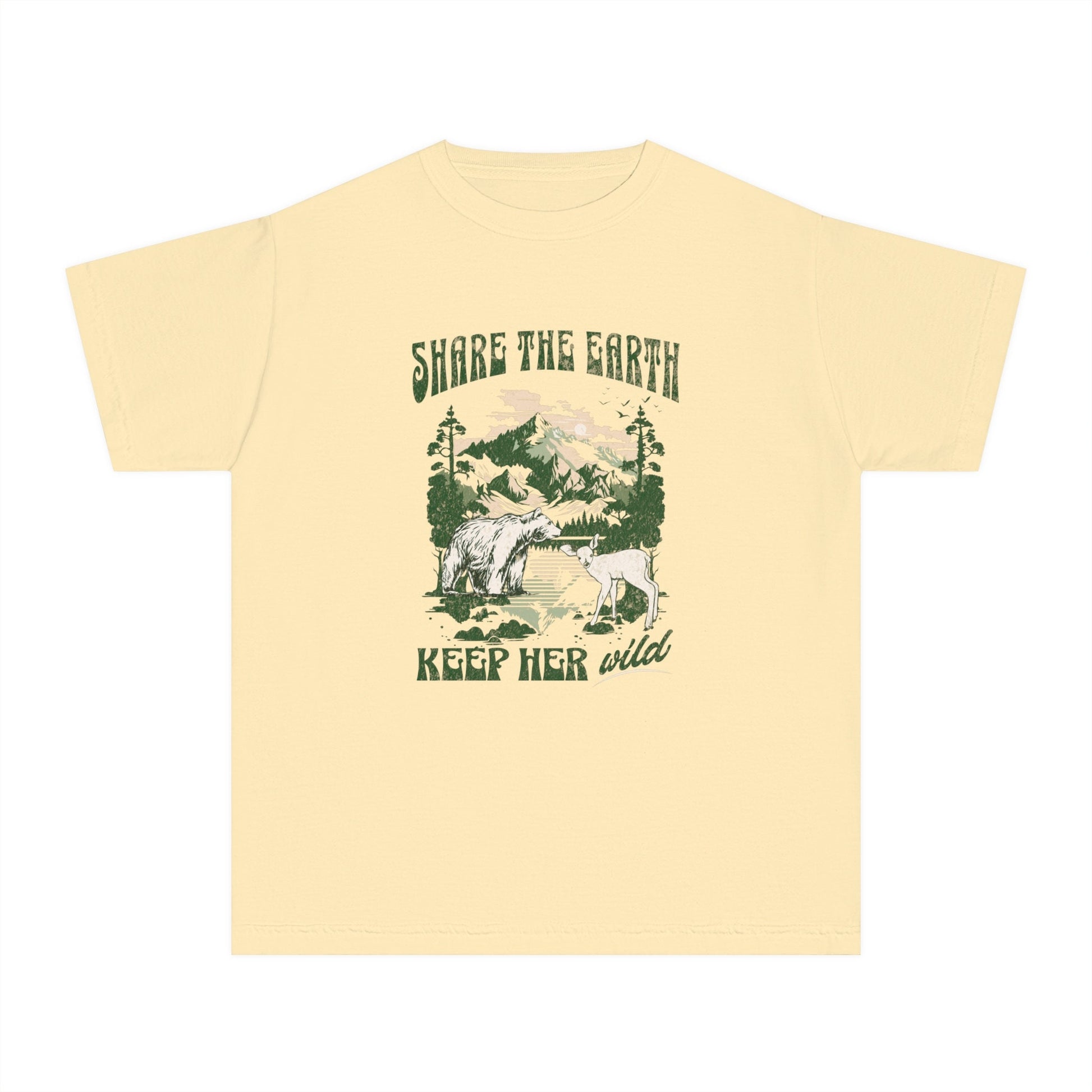 Share The Earth Shirt Kids Comfort Colors Graphic Tee Nature Shirt Granola Aesthetic Mountains Shirt Forest Animal Lover TShirt Colorado Tee
