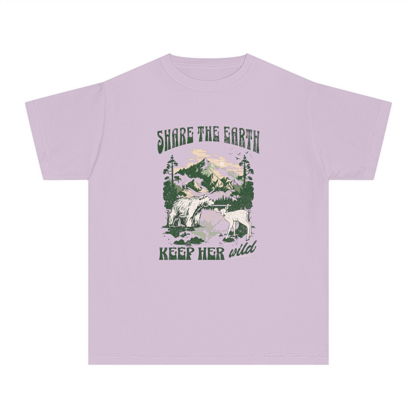 Share The Earth Shirt Kids Comfort Colors Graphic Tee Nature Shirt Granola Aesthetic Mountains Shirt Forest Animal Lover TShirt Colorado Tee