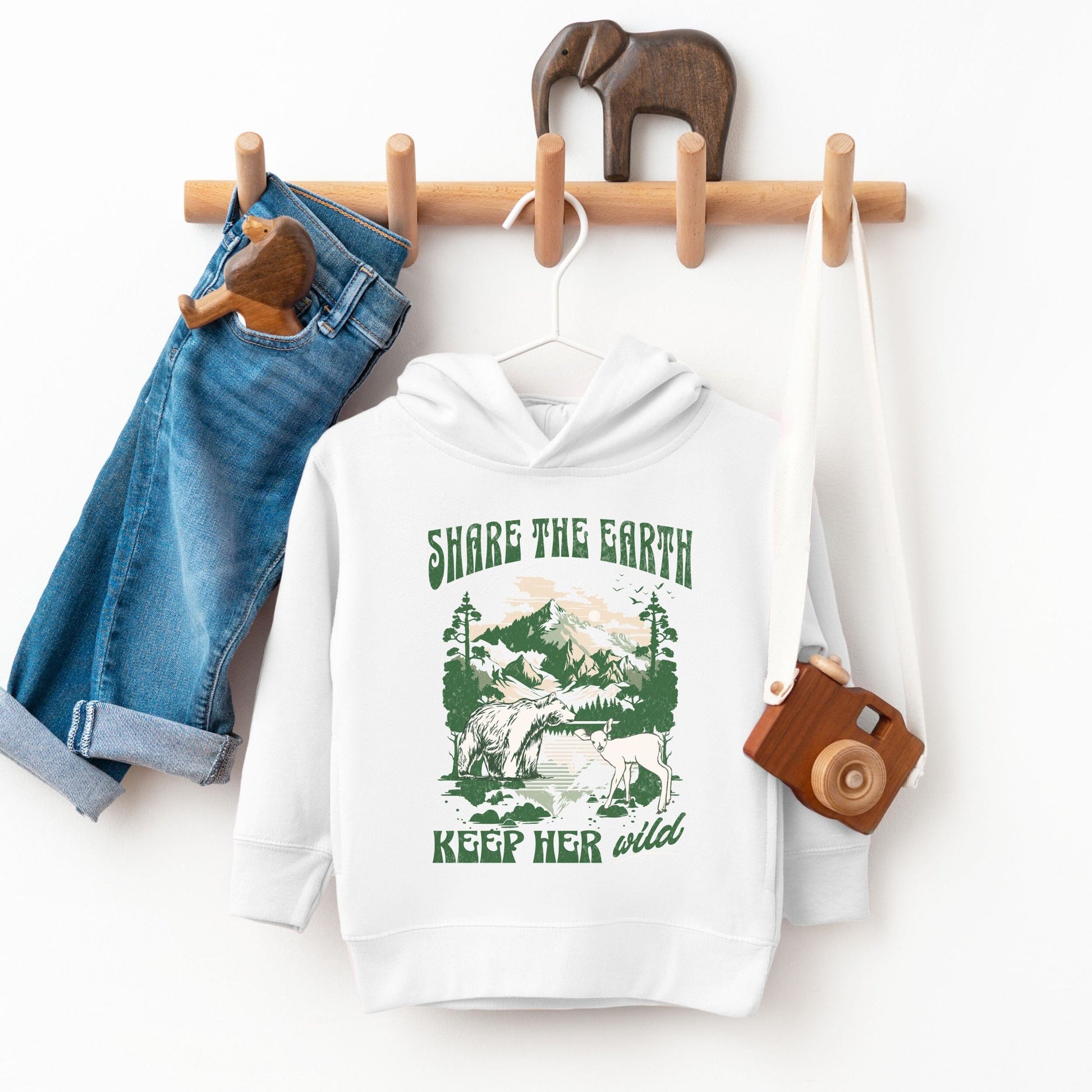 Share the Earth Toddler Hoodie Nature Sweatshirt Gender Neutral Kids Clothes Granola Girl Sweatshirt Earth Sweatshirt Animal Lover Shirt