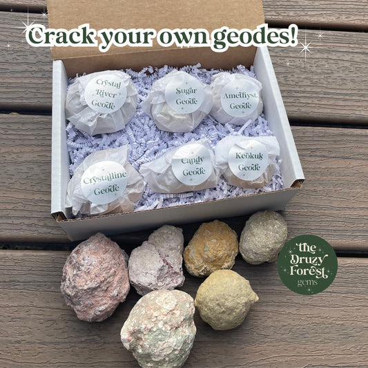 Break Your Own Geodes, Geode Gift Box, Granola Girl Gift, Geology Gifts, Sugar Geode, Amethyst Geode, Keokuk Geode, Candy Geode,Crystalline