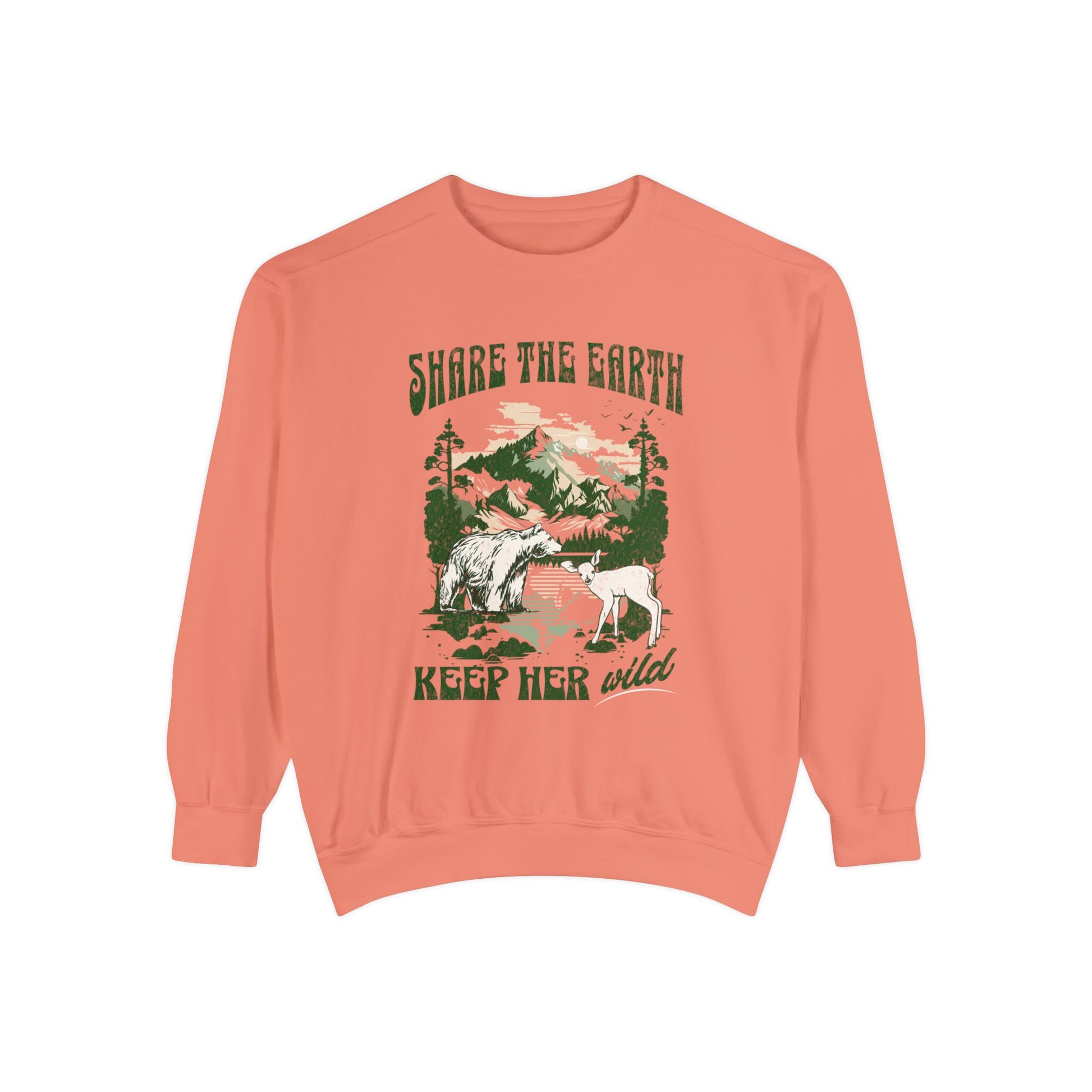 Share The Earth Comfort Colors Crewneck, Granola Girl Sweatshirt Granola Aesthetic Forestcore Mountain Sweatshirt Colorado Wild Animals