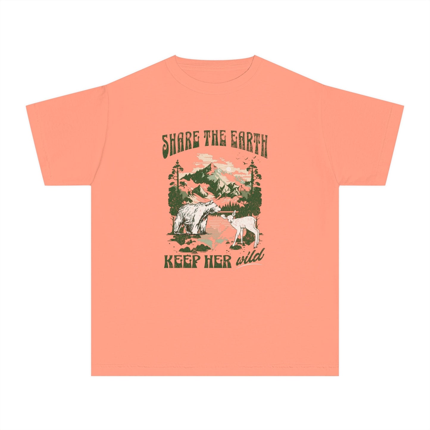 Share The Earth Shirt Kids Comfort Colors Graphic Tee Nature Shirt Granola Aesthetic Mountains Shirt Forest Animal Lover TShirt Colorado Tee