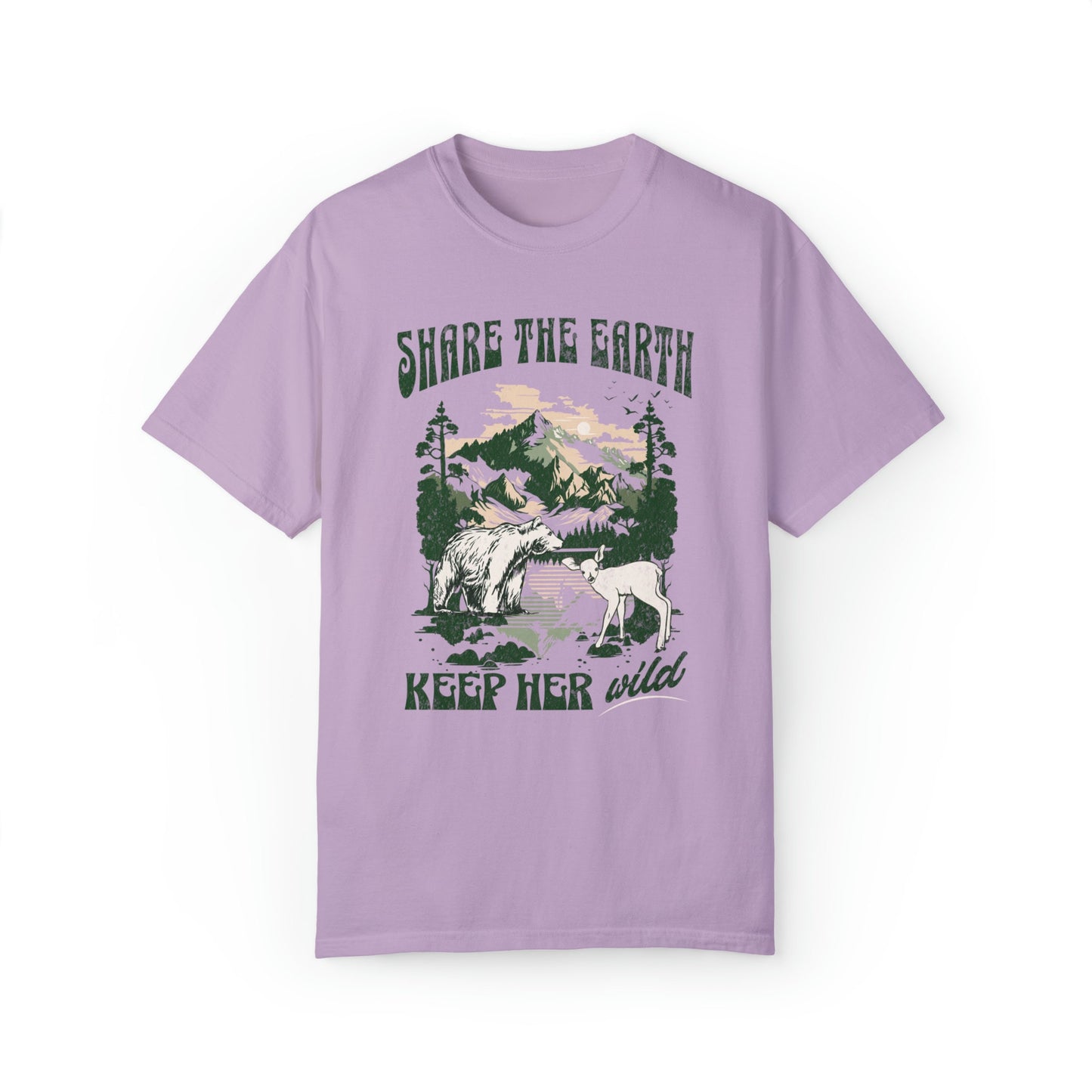 Share the Earth Comfort Colors Graphic Tee, Granola Girl Shirt Granola Aesthetic Forestcore Mountain Shirt Colorado Wild Animals Shirt