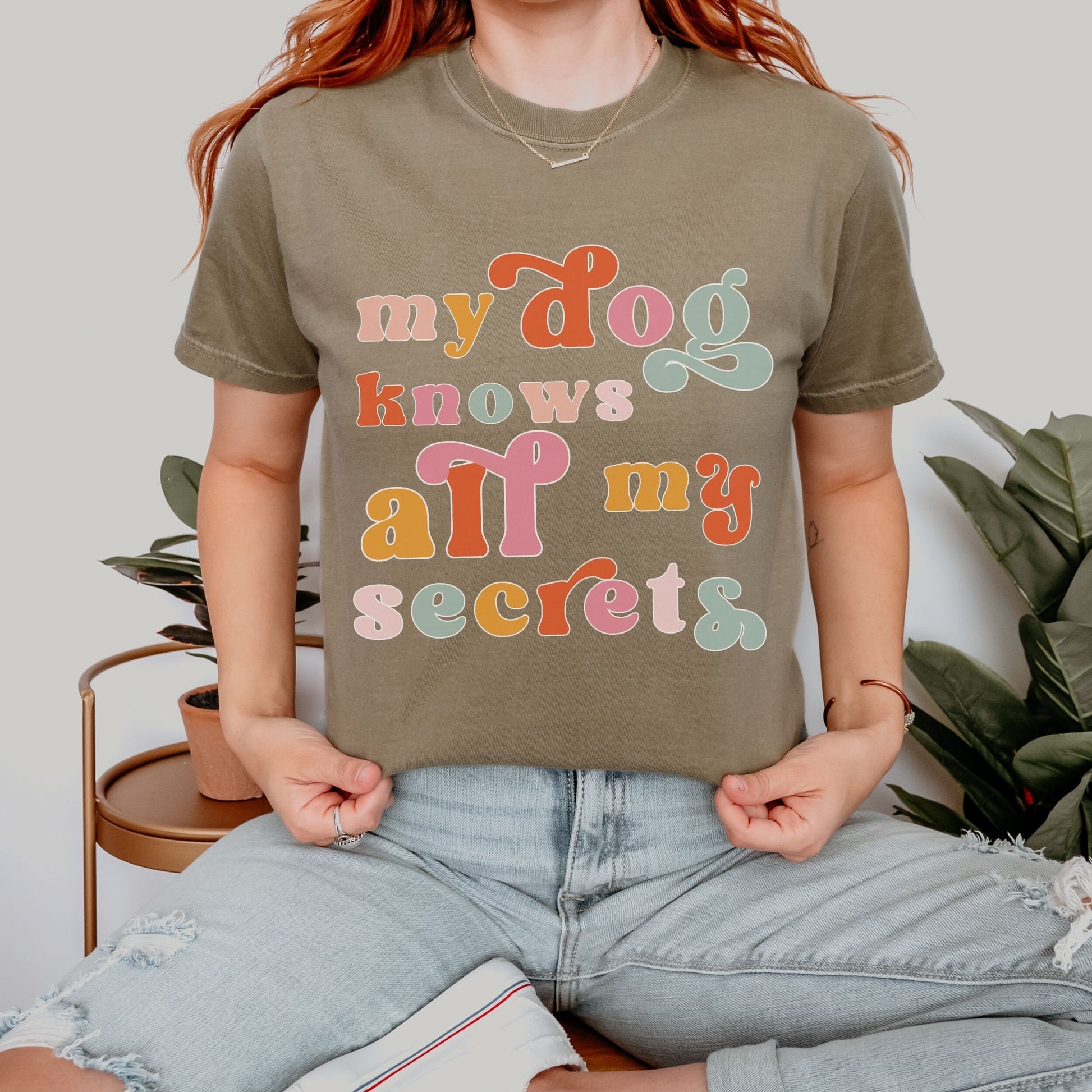 My Dog Knows All My Secrets, Comfort Colors Graphic Tee Aesthetic Dog Shirt for Women, Gift For Teens Dog Lover Gift, Dog Owner Pet Therapy