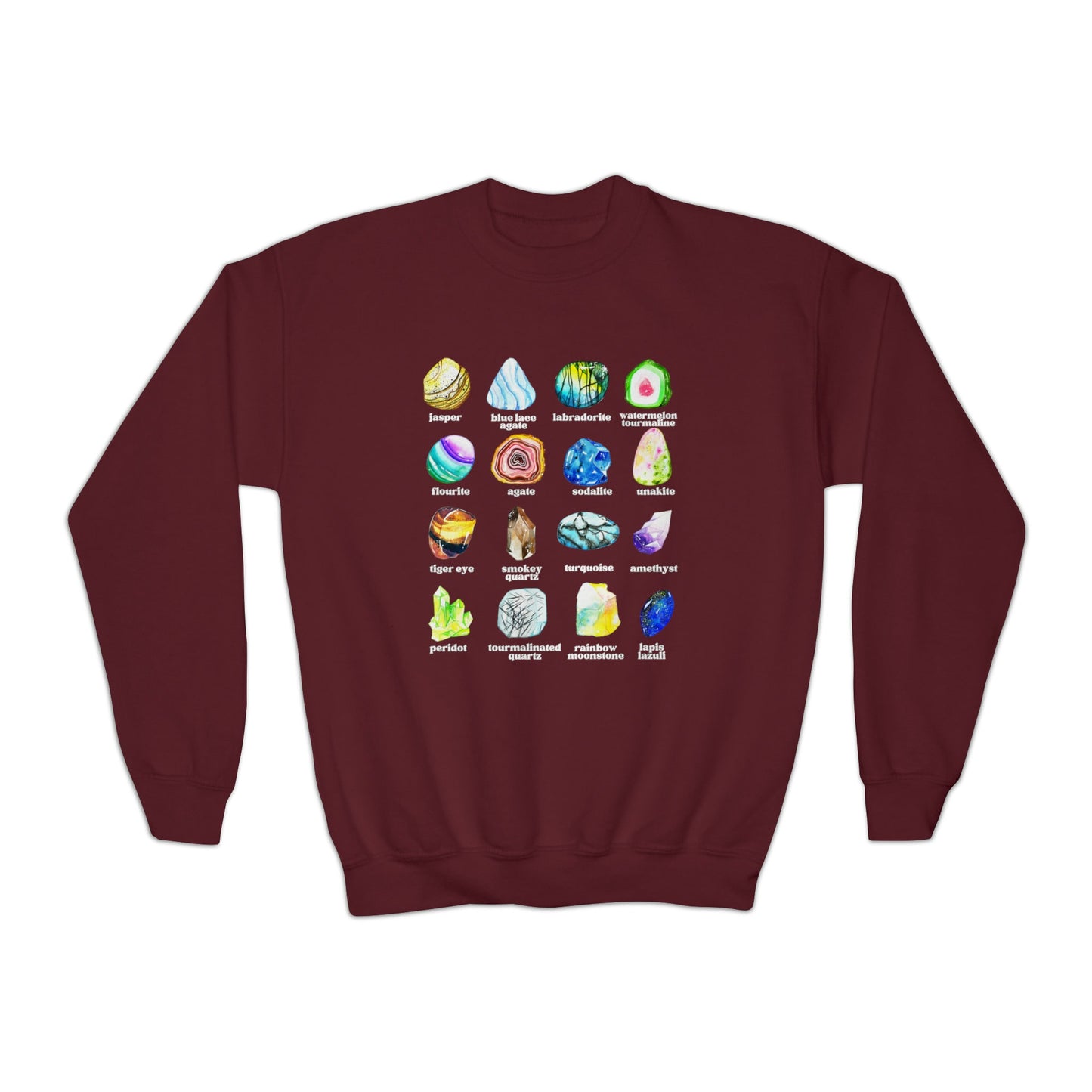 Gem and Mineral Sweatshirt for Kids Crystal Shirt Toddler Shirt Educational Gemstone Sweatshirt Kids Geology Crewneck Crystal Sweatshirt
