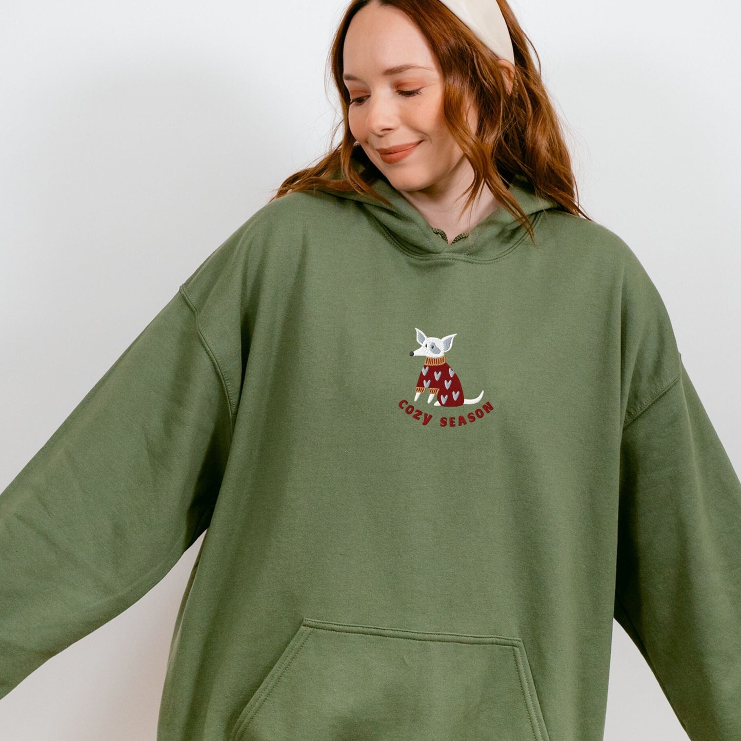 Embroidered Dog Sweatshirt Cozy Season Dog Hoodie For Women Embroidery Hoodie Dog Owner Gifts Fall Sweatshirt Embroidered Women's Dog Shirt