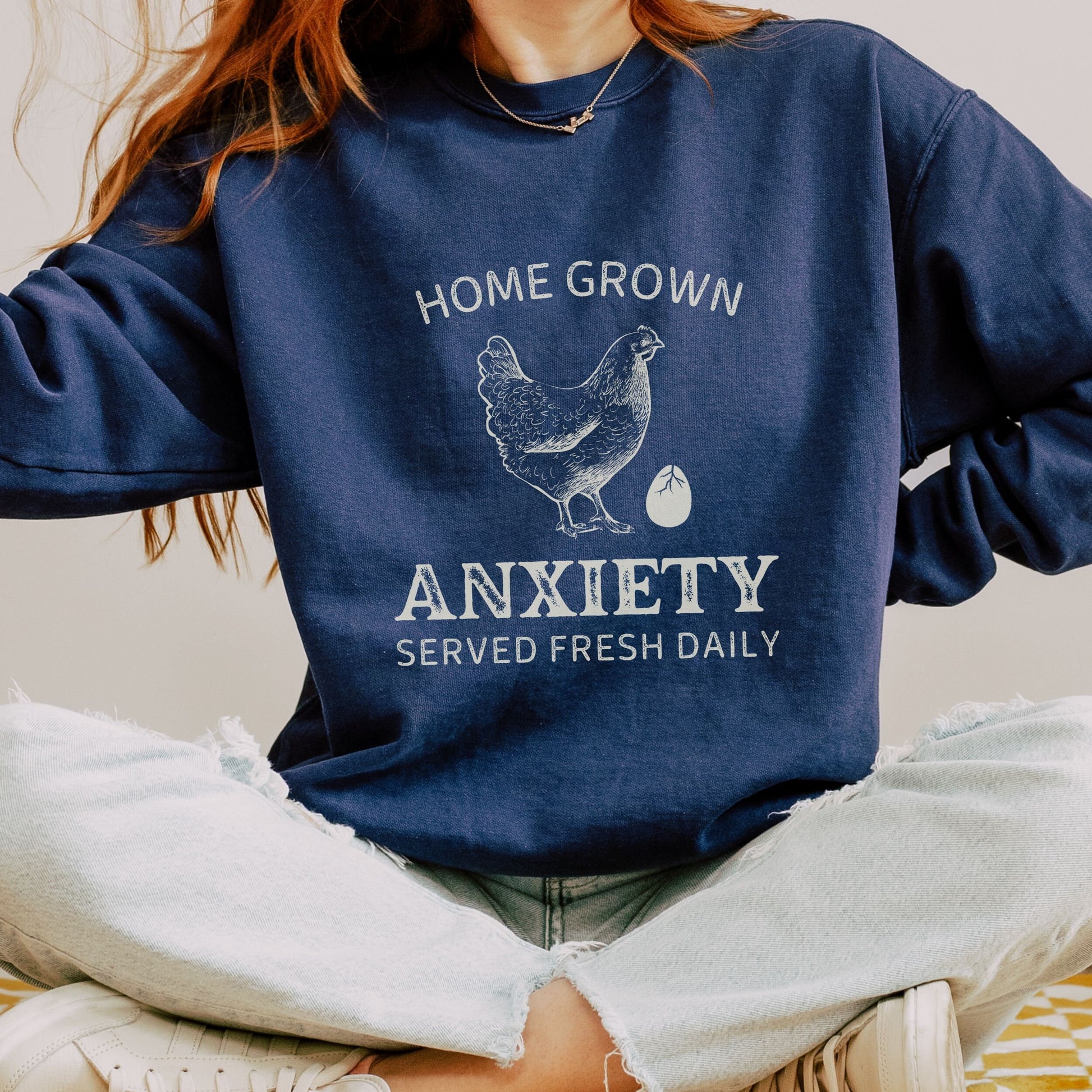 Anxiety Sweatshirt Chicken Sweatshirt Funny Chicken Shirt Mental Health Sweatshirt Farm Shirts Women Hen Sweatshirt Anxiety Crewneck