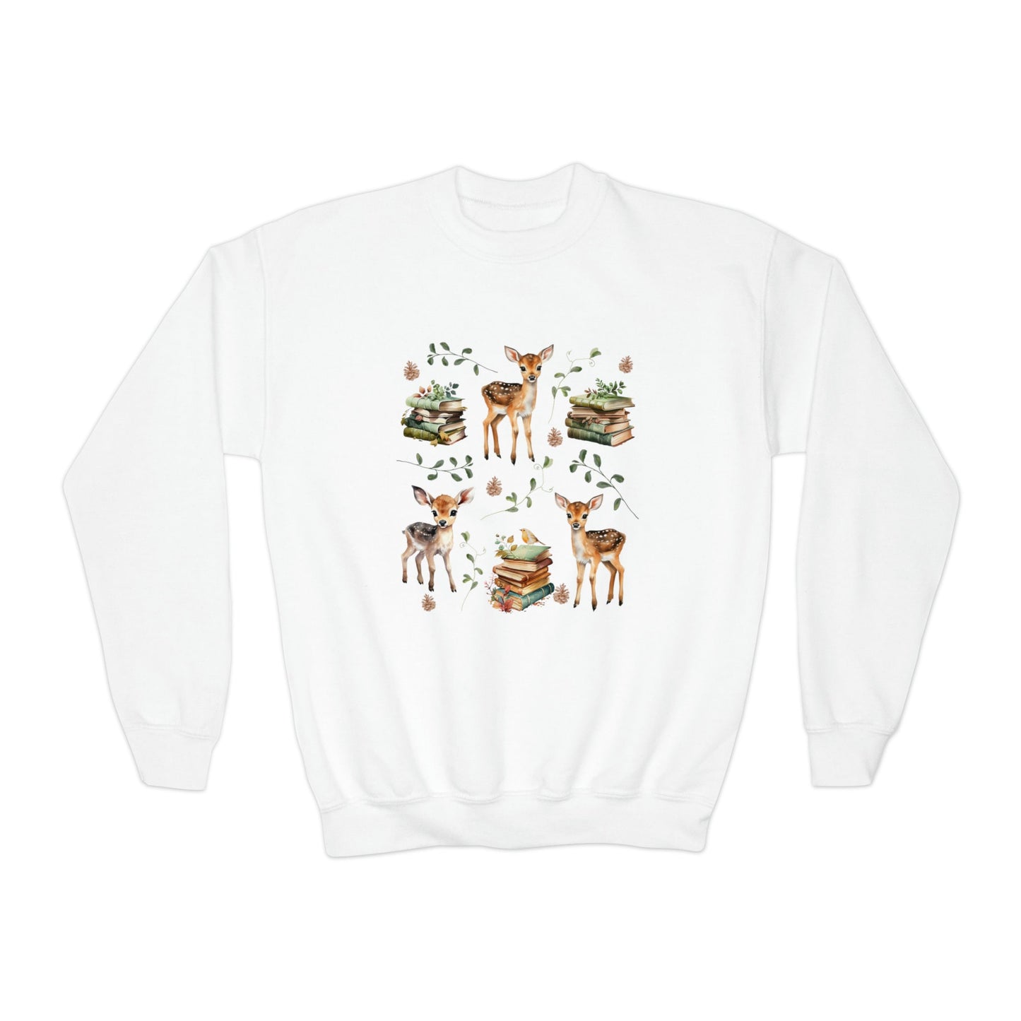 Deer Shirt Girls Reindeer Sweatshirt Bookish Sweatshirt Cottagecore Sweater for Kids Fawn Toddler Sweatshirt Cottagecore Clothes Books Shirt
