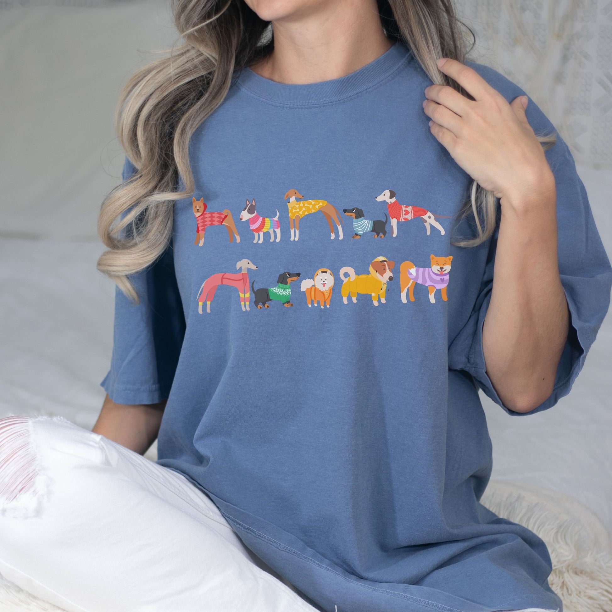 Dogs in Sweaters Comfort Colors Shirt, Sweater Dog Graphic Tee, Dog Shirts for Women, Teenage Girl Gifts, Dog Lover Dogcore Preppy Stuff
