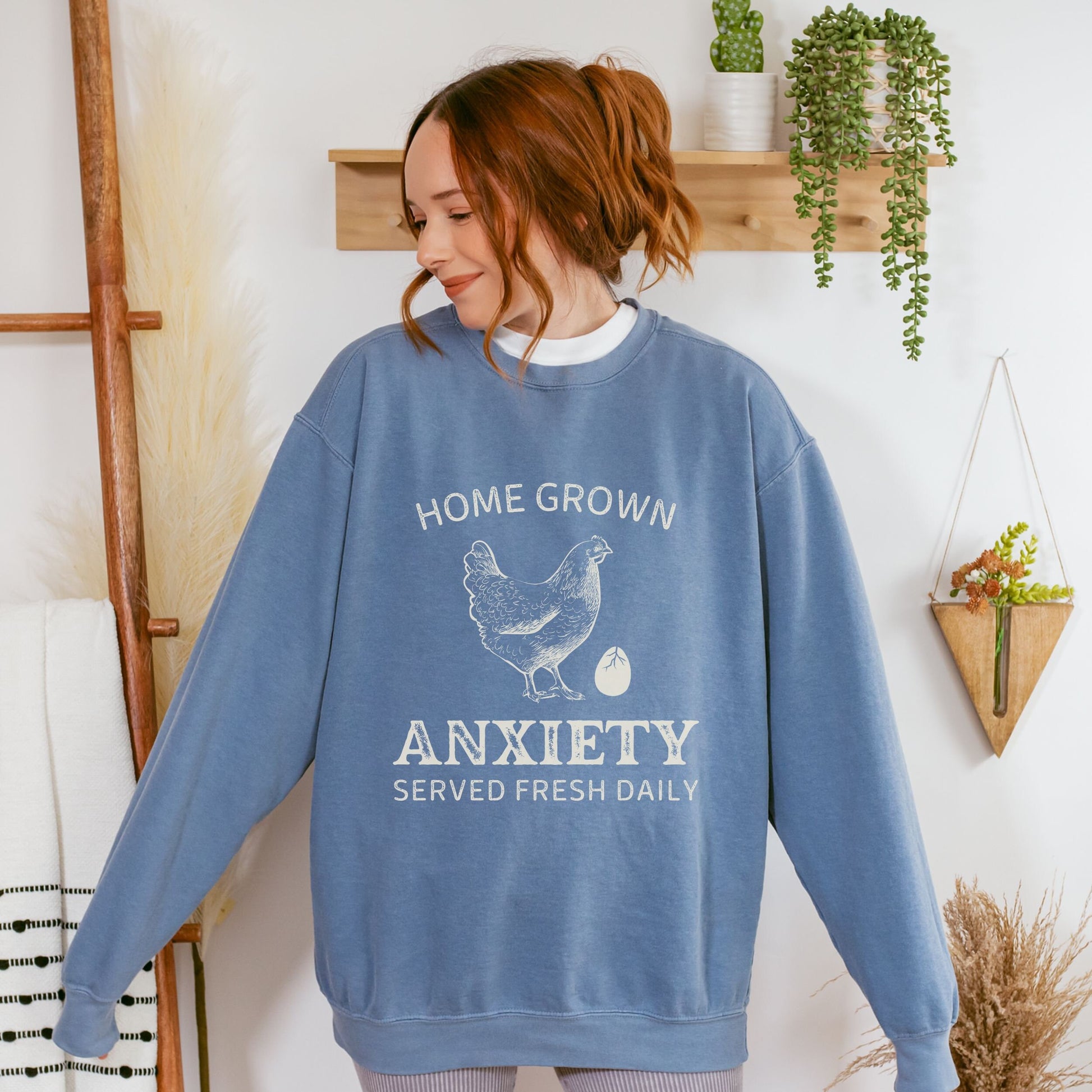 Anxiety Sweatshirt Chicken Sweatshirt Funny Chicken Shirt Mental Health Sweatshirt Farm Shirts Women Hen Sweatshirt Anxiety Crewneck