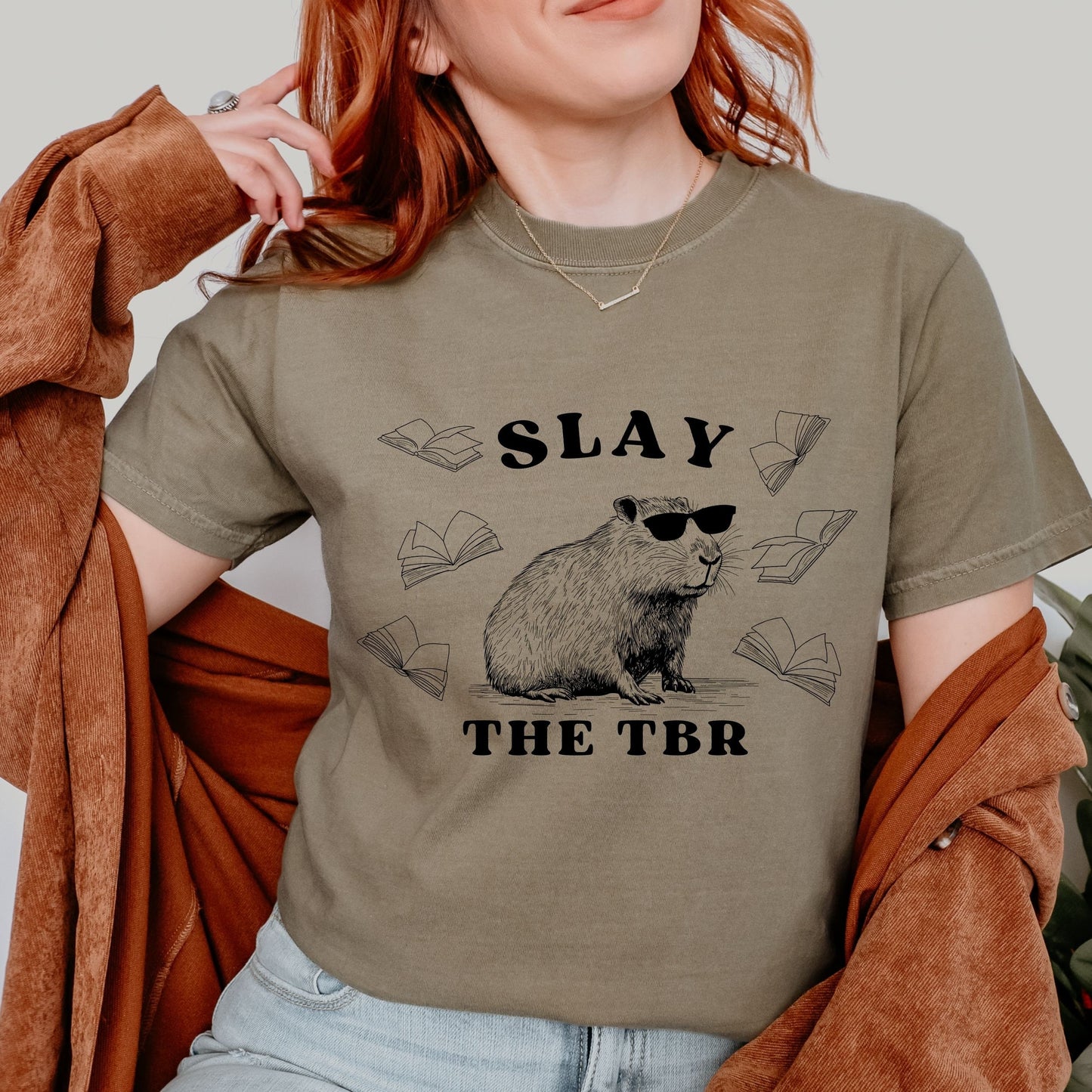 Capybara Shirt, To Be Read, Death By TBR Comfort Colors TShirt Bookish Things Booktok Meme Shirt Capybara Gifts Booklover Shirt Capy Lover