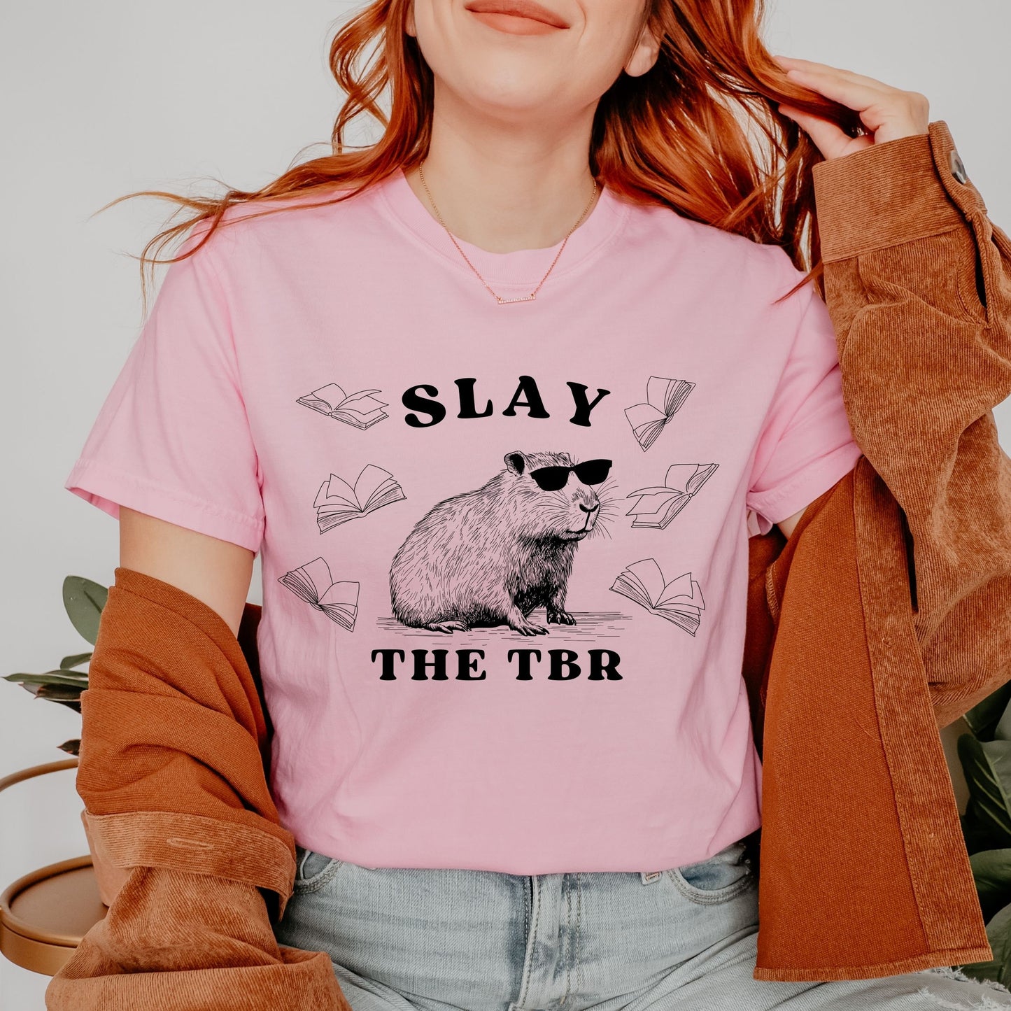 Capybara Shirt, To Be Read, Death By TBR Comfort Colors TShirt Bookish Things Booktok Meme Shirt Capybara Gifts Booklover Shirt Capy Lover