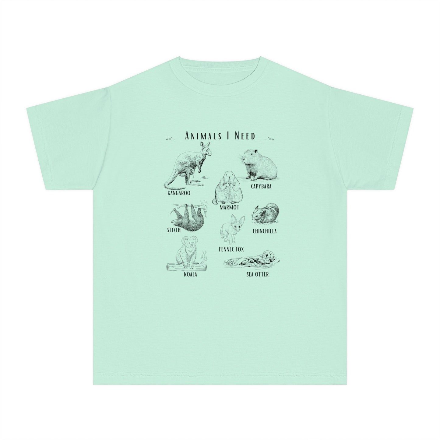 Animals Shirt Kids, Cute Animals Shirt Capybara Shirt Fennec Fox Sloth Shirt Groundhog Sea Otter Shirt Nature Shirt Girl Meme Shirt for Boys