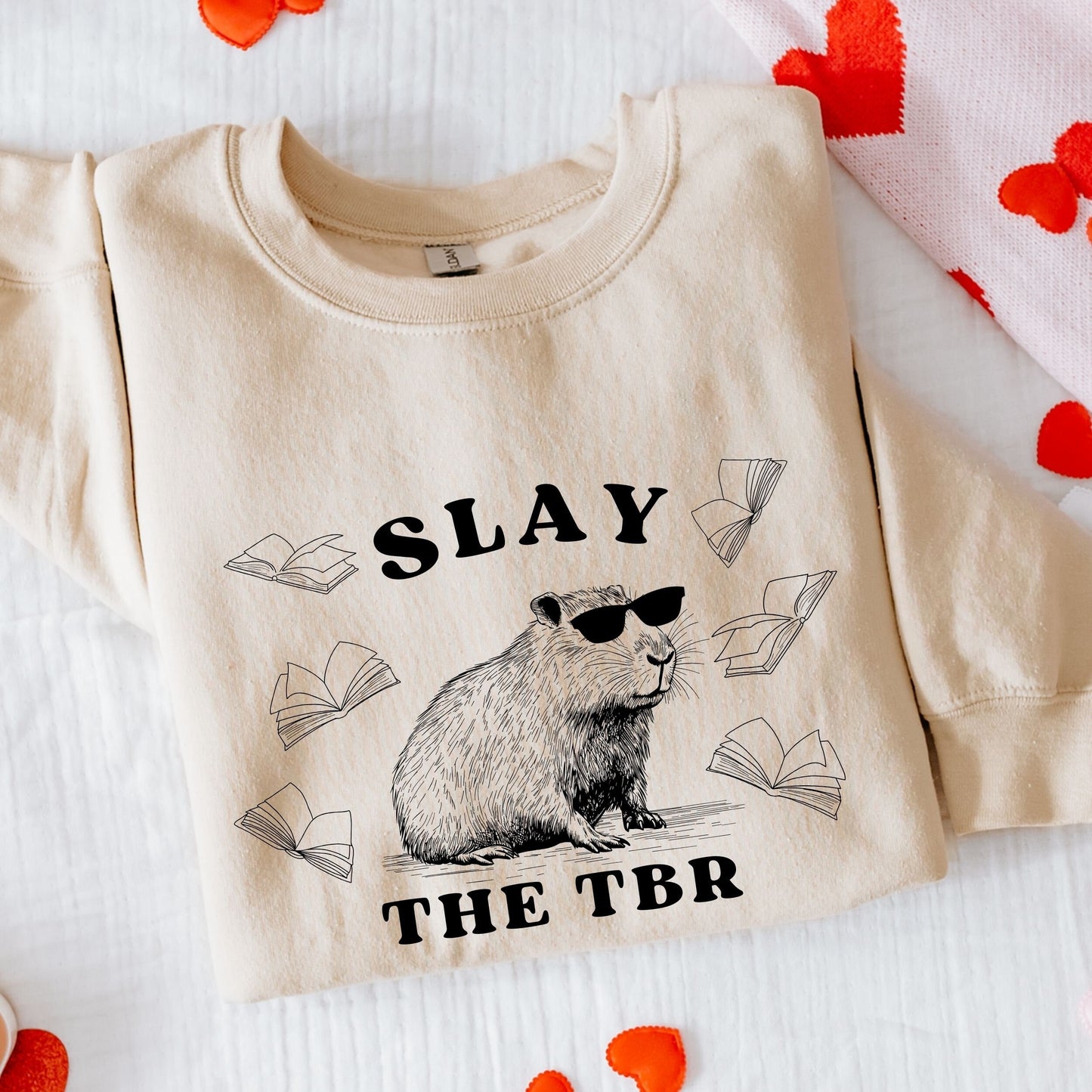 Capybara Sweatshirt, To Be Read Sweatshirt, Bookish Things Capybara Gifts Death By TBR, Capybara Shirt Meme Sweatshirt Booklove Gift Booktok