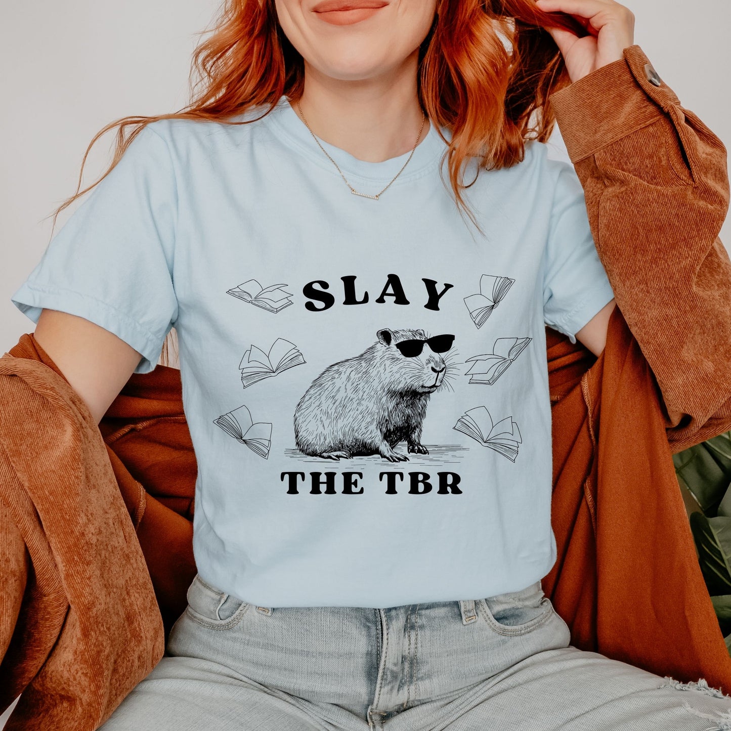 Capybara Shirt, To Be Read, Death By TBR Comfort Colors TShirt Bookish Things Booktok Meme Shirt Capybara Gifts Booklover Shirt Capy Lover