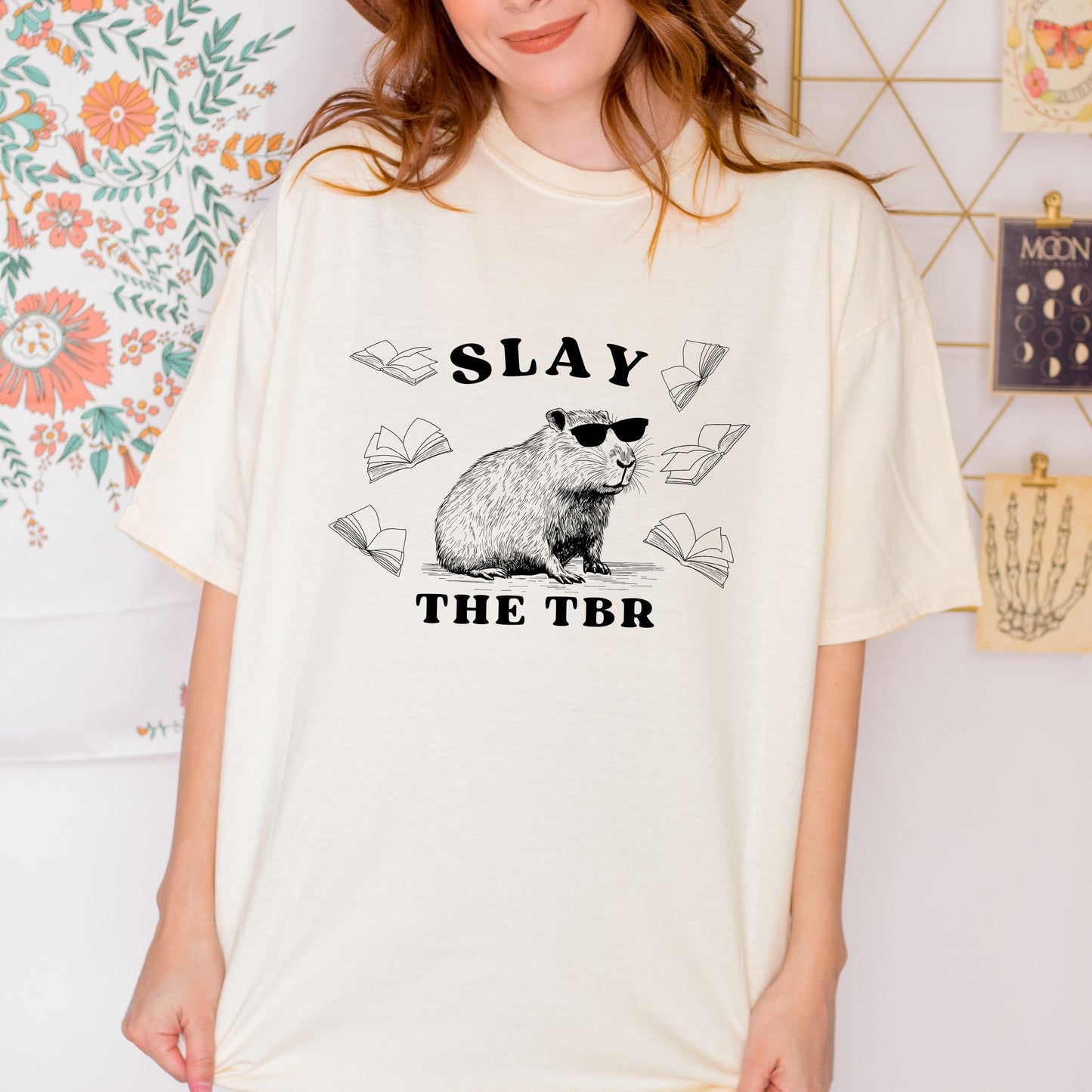 Capybara Shirt, To Be Read, Death By TBR Comfort Colors TShirt Bookish Things Booktok Meme Shirt Capybara Gifts Booklover Shirt Capy Lover