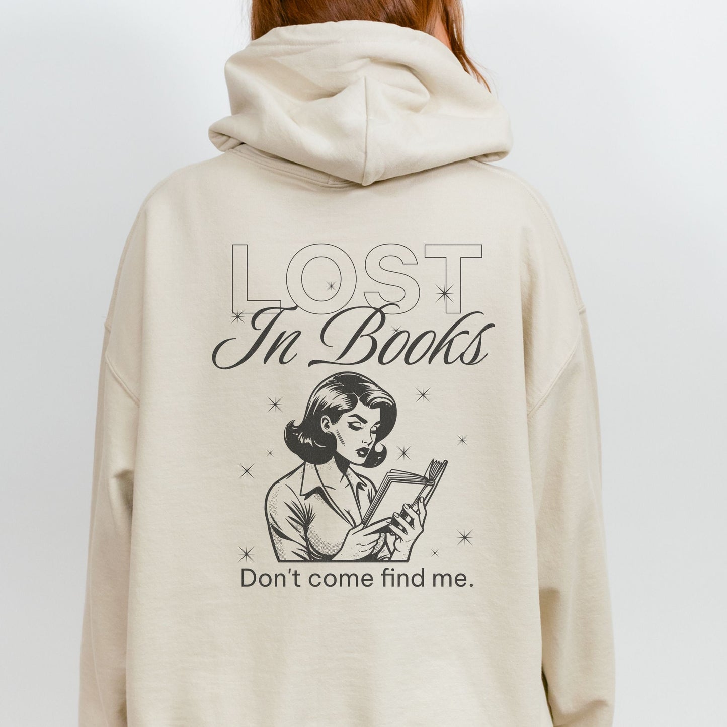 Lost in Books Hoodie, Bookstagram Reading Sweatshirt, Bookish Things Reading Addict, Audiobook Lover Booklover Gifts Romantasy Reader Hoodie