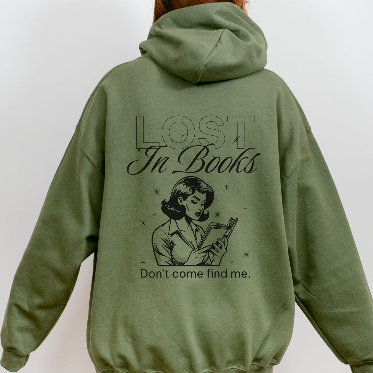 Lost in Books Hoodie, Bookstagram Reading Sweatshirt, Bookish Things Reading Addict, Audiobook Lover Booklover Gifts Romantasy Reader Hoodie