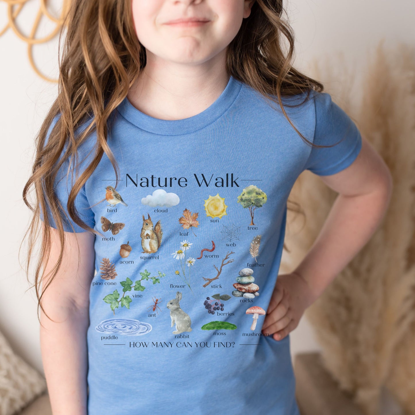 Nature Walk Scavenger Hunt, Nature Shirt, Interactive Play, Homeschool Shirt Teacher Shirt Granola Girl Mom ForestCore Unique Gift Kids