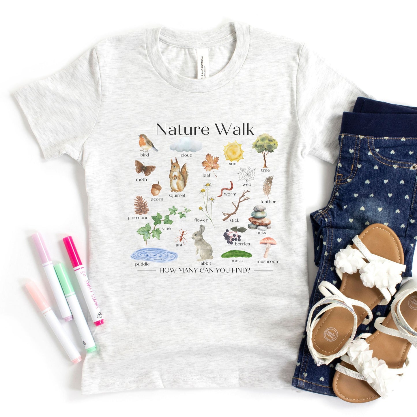 Nature Walk Scavenger Hunt, Nature Shirt, Interactive Play, Homeschool Shirt Teacher Shirt Granola Girl Mom ForestCore Unique Gift Kids