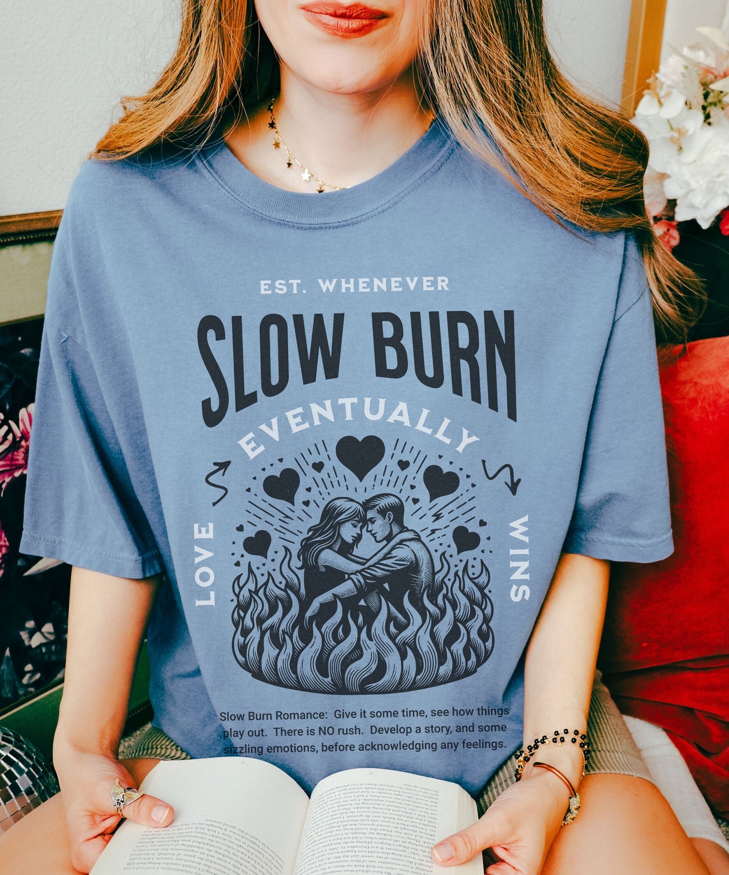 Slow Burn Reading Shirt Bookish Things Enemies To Lovers Book, Tropes Shirt Dark Romance Smut Shirt Romantasy Reader Fantasy Romance Gift