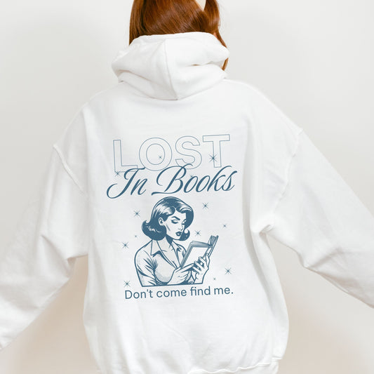 Lost in Books Hoodie, Bookstagram Reading Sweatshirt, Bookish Things Reading Addict, Audiobook Lover Booklover Gifts Romantasy Reader Hoodie