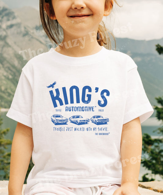 King's Automotive Kids Shirt Licensed Kate Stewart Ravenhood Book Merch