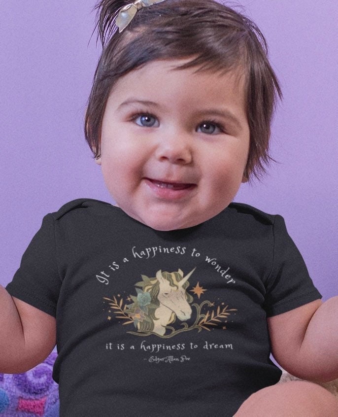 Poet Shirt Poetry Baby Edgar Allan Poe Baby Cottagecore Baby Woodland Baby Academia Baby Unicorn Baby Bodysuit Literary Gifts Light Academia