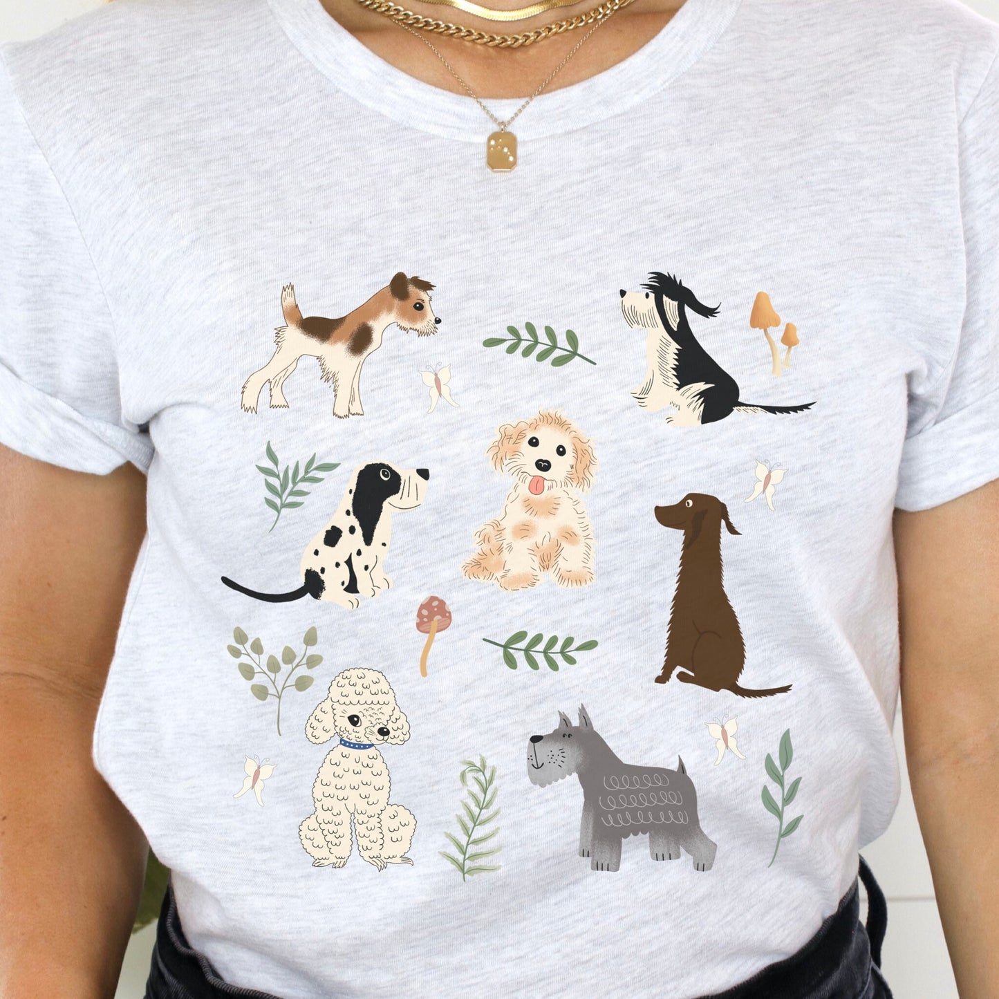 Cottage Core Shirt Dog Shirt Cottage Core Clothing Mushroom Shirt Butterfly Shirt Fairy Core Dog Lover Gift Tee