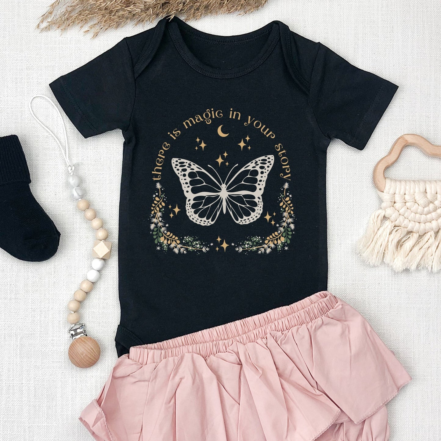 Butterfly Baby Bodysuit, There Is Magic In Your Story, Fairycore Baby Girl Clothes, Cottagecore Baby, IVF Baby Bodysuit, Rainbow Baby Outfit