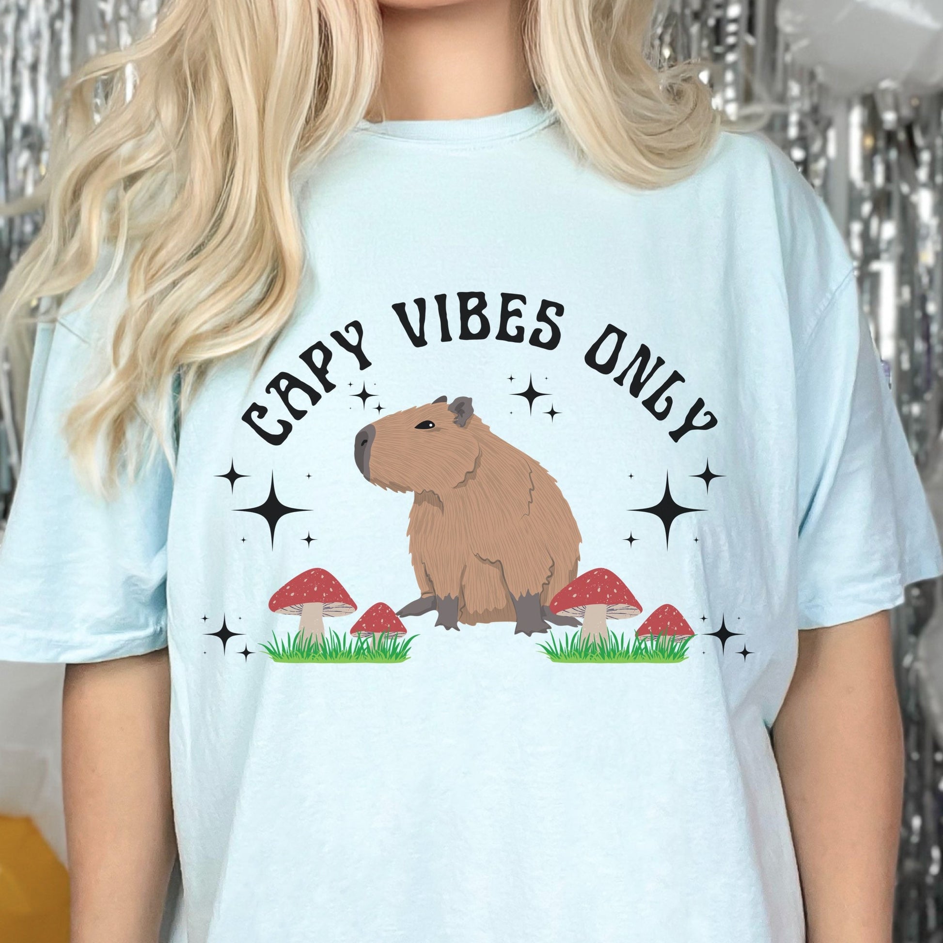 Capybara Shirt Comfort Colors® Shirt Capy Vibes Only Capybara Lover Gifts Retro Mushroom Shirt Weird Shirts Kawaii Animal Preppy Shirt