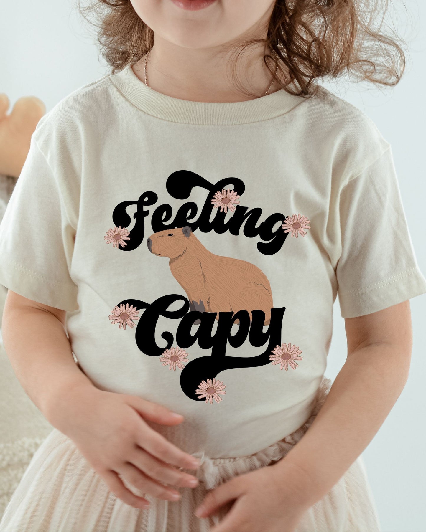 Capybara Shirt for Kids, Retro Flowers Capybara Tee Capybara T-shirt For Girls Toddler Capybara Shirt Retro Tees for Kids Cute Animal Shirts