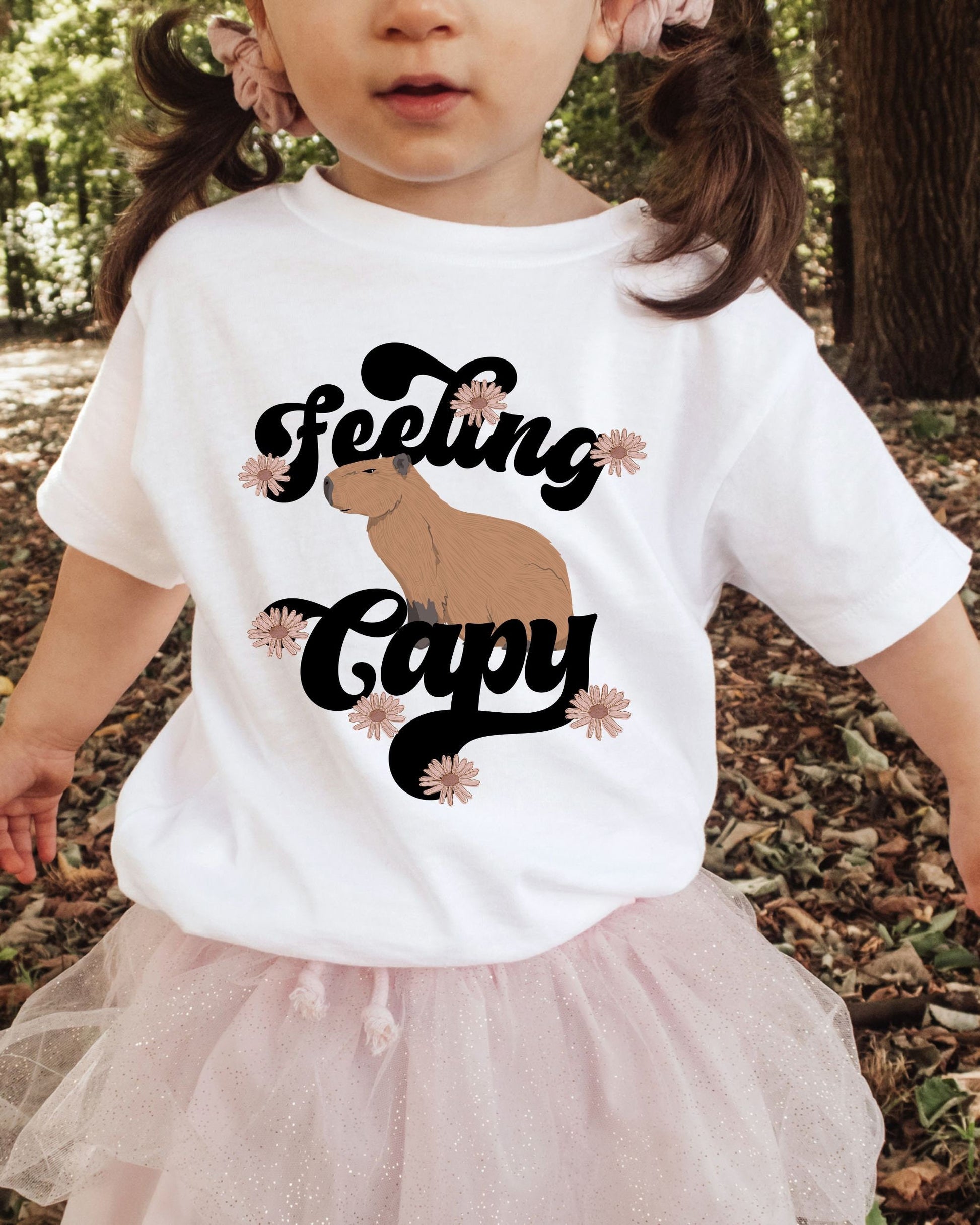 Capybara Shirt for Kids, Retro Flowers Capybara Tee Capybara T-shirt For Girls Toddler Capybara Shirt Retro Tees for Kids Cute Animal Shirts