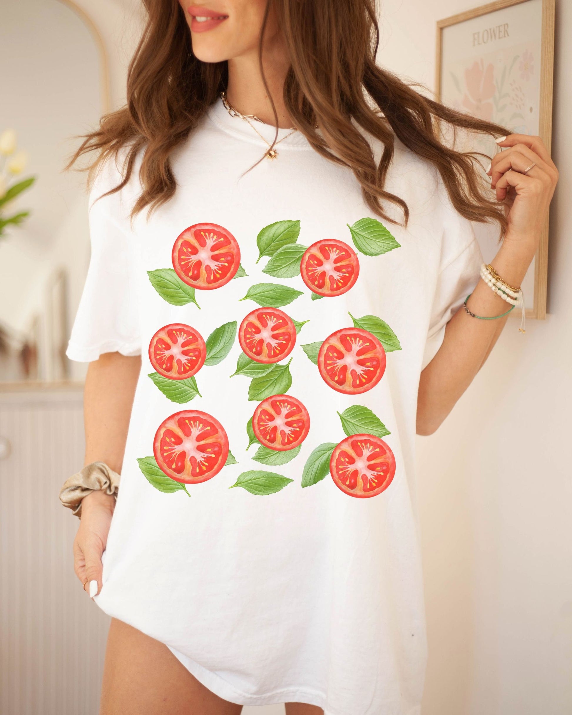 Tomato Shirt Comfort Colors Vegetable Shirt Tomato And Basil Shirt Veggie Shirt Foodie Shirt Gardening Shirt Culinary Shirt Summer T-shirts