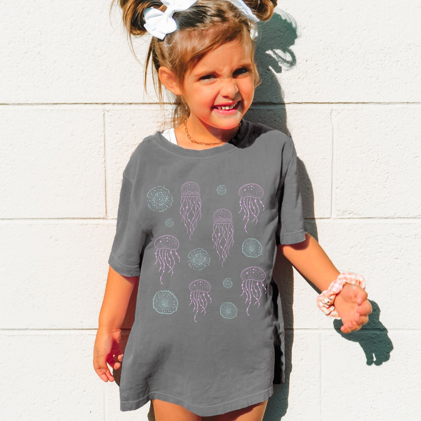 Moon Jellies Kids Comfort Color Graphic Tee Moon Jellyfish Shirt Ocean Animals Shirt Oceancore Beachy Mermaidcore Sea Animals Tshirt Girls