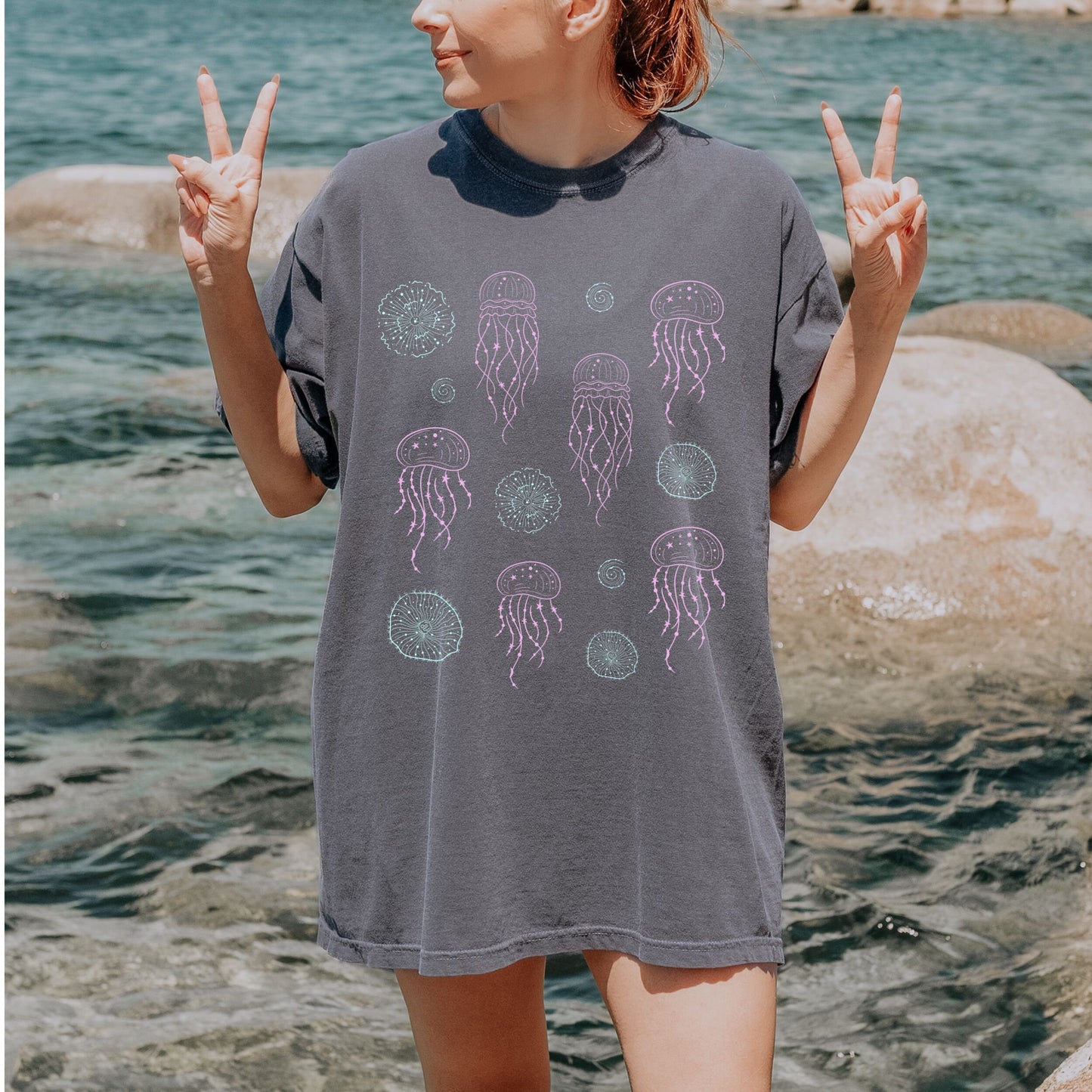 Moon Jellies Comfort Color Graphic Tee Moon Jellyfish Shirt Ocean Animals Shirt Oceancore Shirt Mermaidcore Sea Animals Tshirt Beachy Shirts