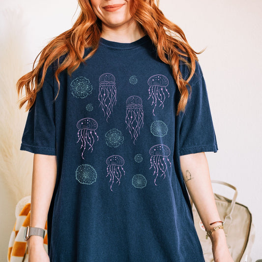 Moon Jellies Comfort Color Graphic Tee Moon Jellyfish Shirt Ocean Animals Shirt Oceancore Shirt Mermaidcore Sea Animals Tshirt Beachy Shirts