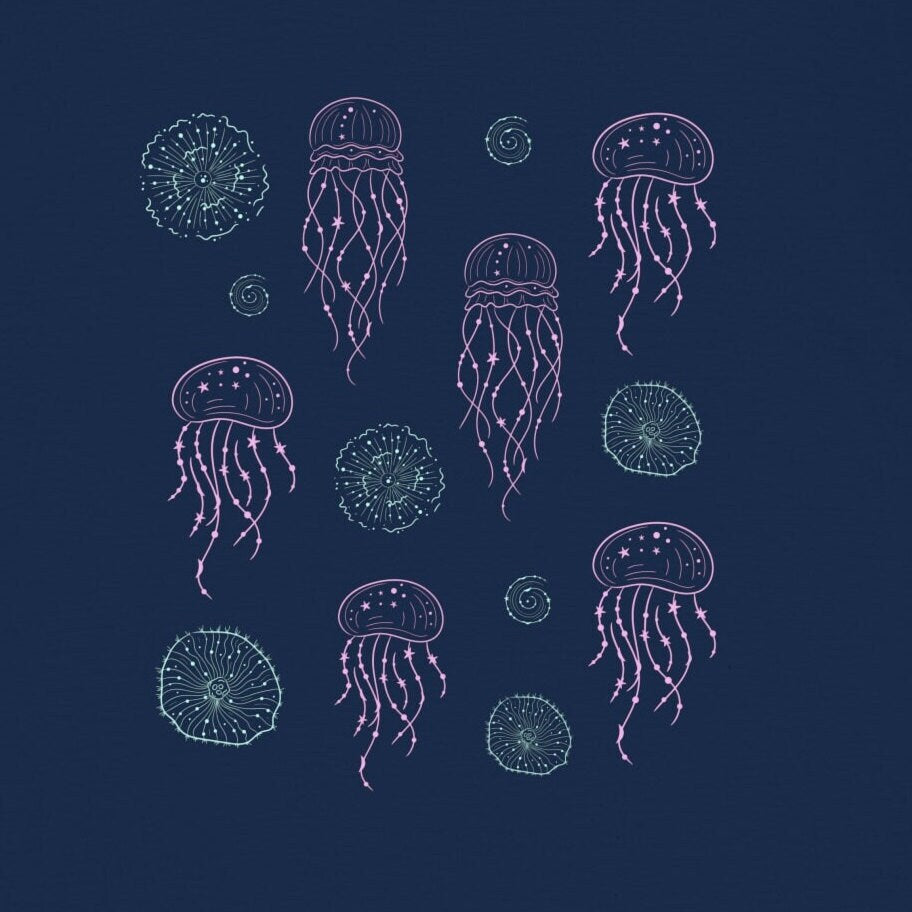 Moon Jellies Kids Comfort Color Graphic Tee Moon Jellyfish Shirt Ocean Animals Shirt Oceancore Beachy Mermaidcore Sea Animals Tshirt Girls