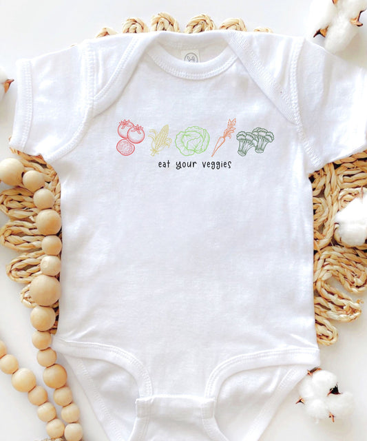 Eat Your Veggies Baby Bodysuit Vegetable Shirt for Baby Gender Neutral Baby Gift Tomato Broccoli Bodysuit Carrots Baby Shirt Vegan Baby Gift