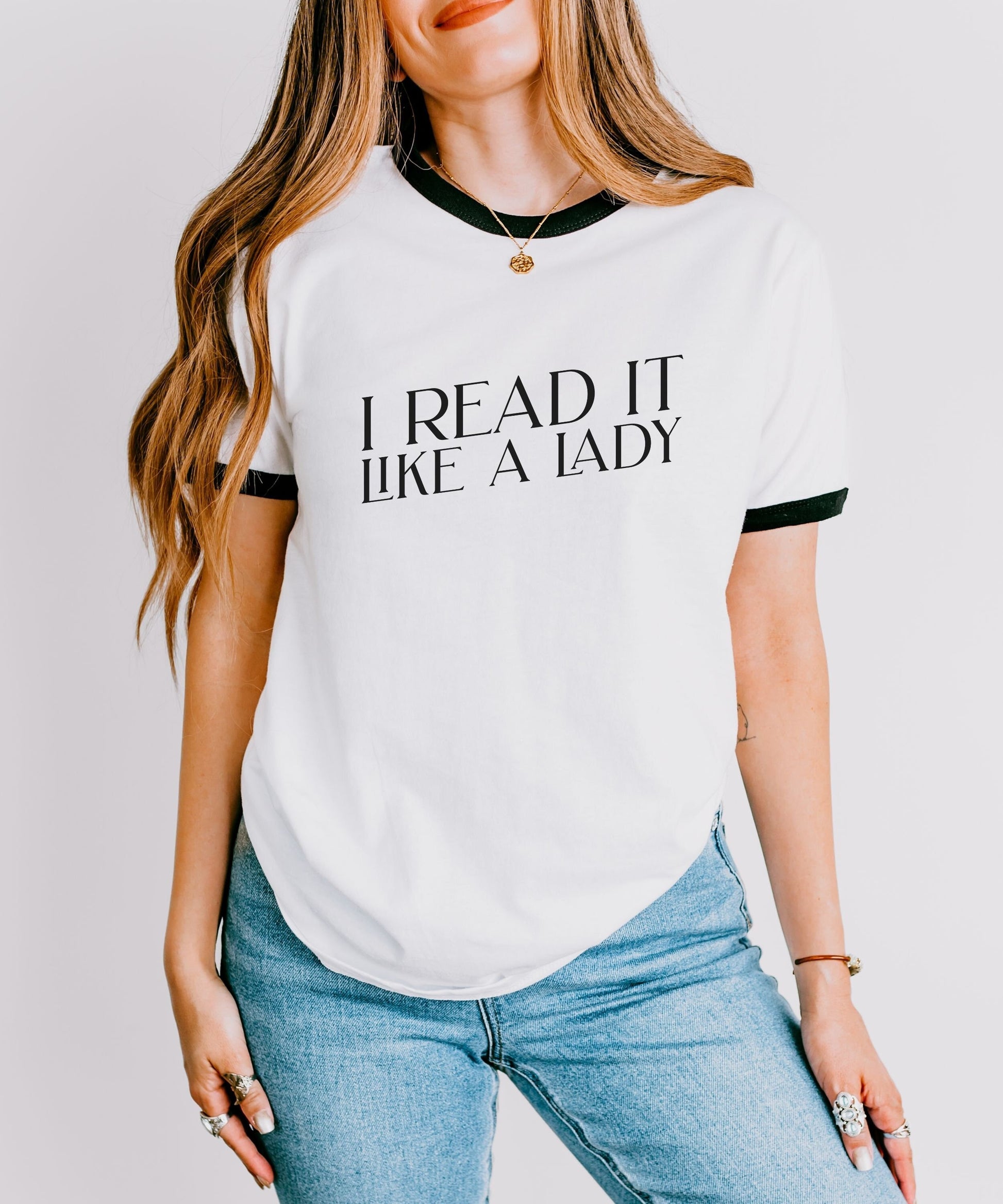 Like A Lady Smut Shirt Bookish Ringer Tee Romantasy Fantasy Dark Romance Reader Shirt Spicy Book Lover Gift Booktok Merch Bookstagram Tshirt