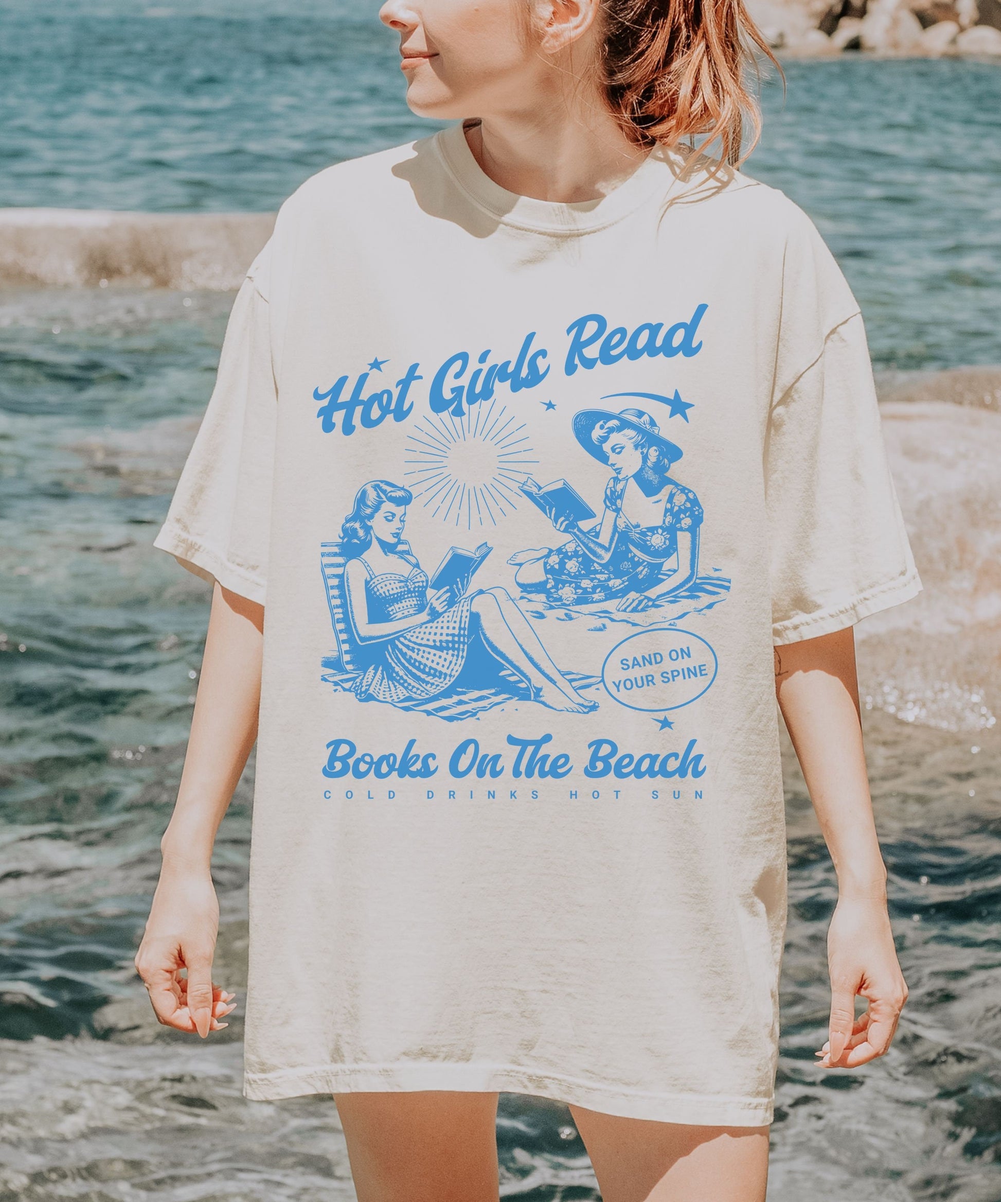 Hot Girls Read Shirt Beachy Bookish Things Smut Shirt Coconut Girl Retro Reading TShirt Booklover Gifts Romance Fiction Reader Booktok Merch